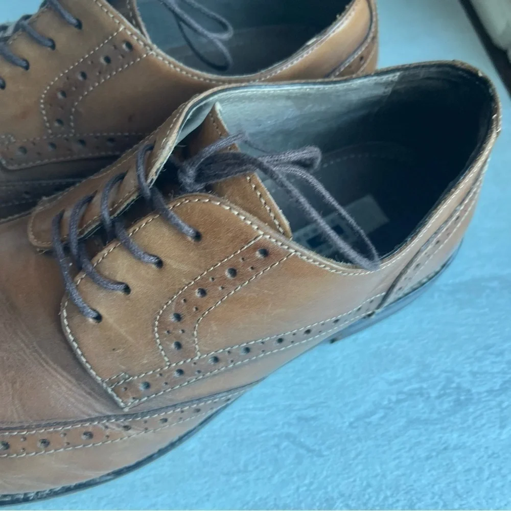 ** Joseph Abboud Wingtip Leather Oxfords Brown Size 9